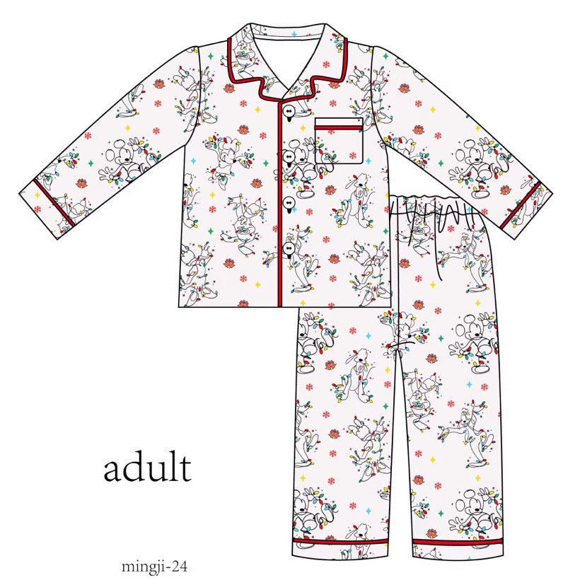Very Merry Mouse Lights Adult Pajamas